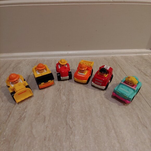 Fisher-Price Little People Wheelies Car Set 6 Pieces 2000s - Picture 1 of 9